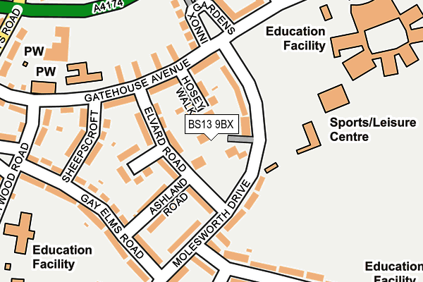 BS13 9BX map - OS OpenMap – Local (Ordnance Survey)
