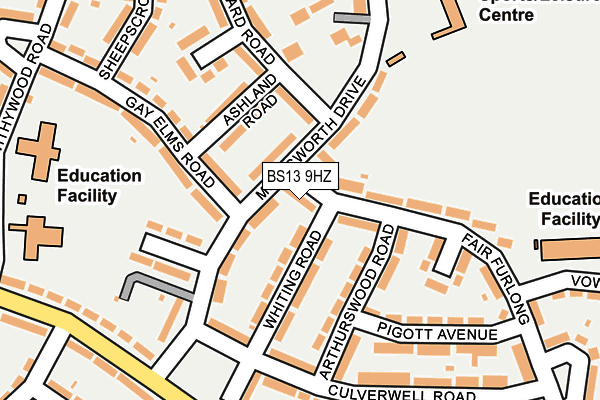 BS13 9HZ map - OS OpenMap – Local (Ordnance Survey)