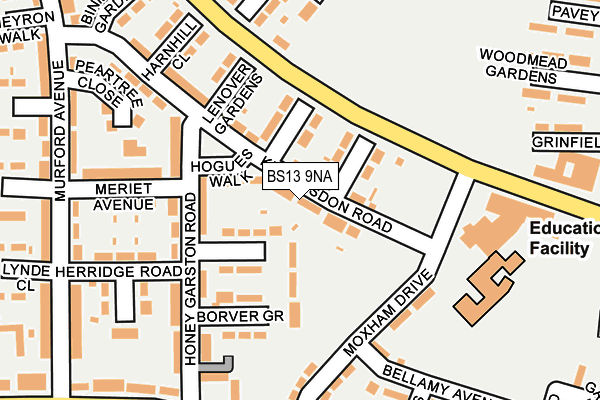 BS13 9NA map - OS OpenMap – Local (Ordnance Survey)