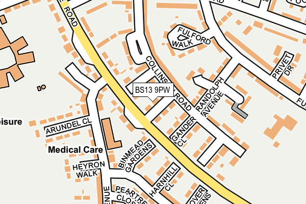 BS13 9PW map - OS OpenMap – Local (Ordnance Survey)