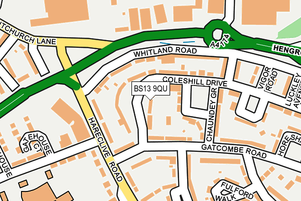 BS13 9QU map - OS OpenMap – Local (Ordnance Survey)