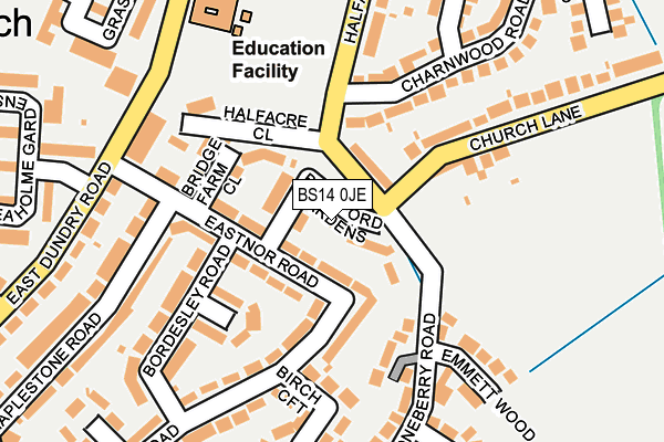 BS14 0JE map - OS OpenMap – Local (Ordnance Survey)