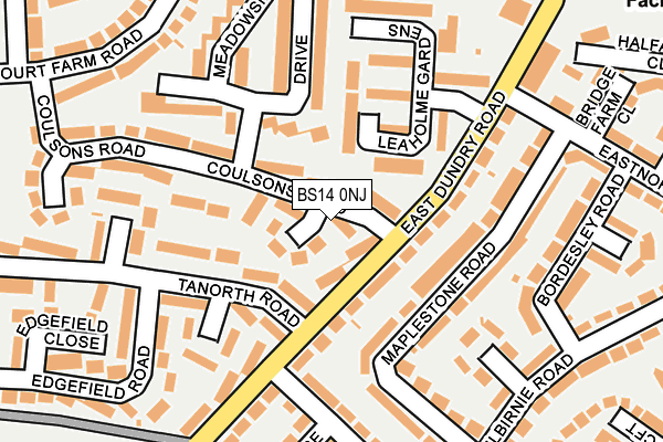 BS14 0NJ map - OS OpenMap – Local (Ordnance Survey)