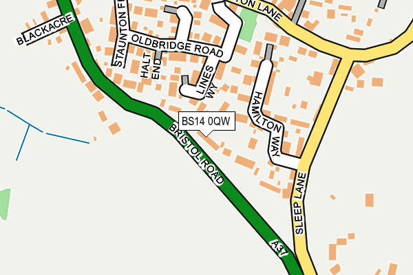 BS14 0QW map - OS OpenMap – Local (Ordnance Survey)