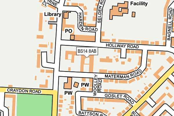BS14 8AB map - OS OpenMap – Local (Ordnance Survey)