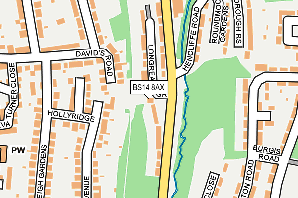BS14 8AX map - OS OpenMap – Local (Ordnance Survey)
