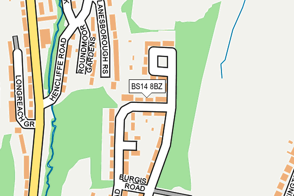 BS14 8BZ map - OS OpenMap – Local (Ordnance Survey)