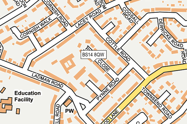 BS14 8QW map - OS OpenMap – Local (Ordnance Survey)