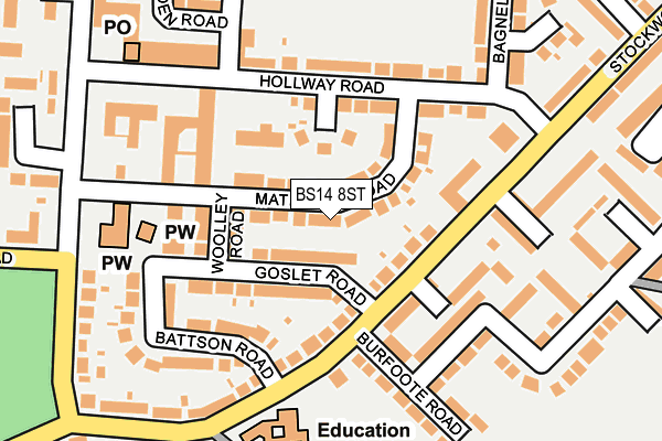 BS14 8ST map - OS OpenMap – Local (Ordnance Survey)