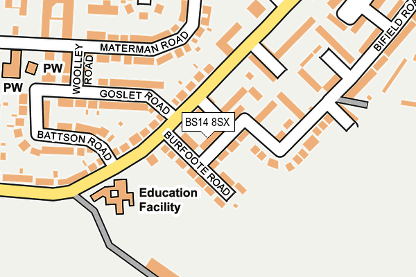 BS14 8SX map - OS OpenMap – Local (Ordnance Survey)