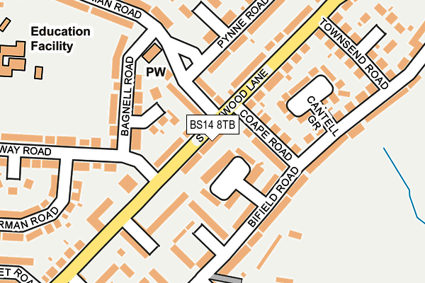BS14 8TB map - OS OpenMap – Local (Ordnance Survey)