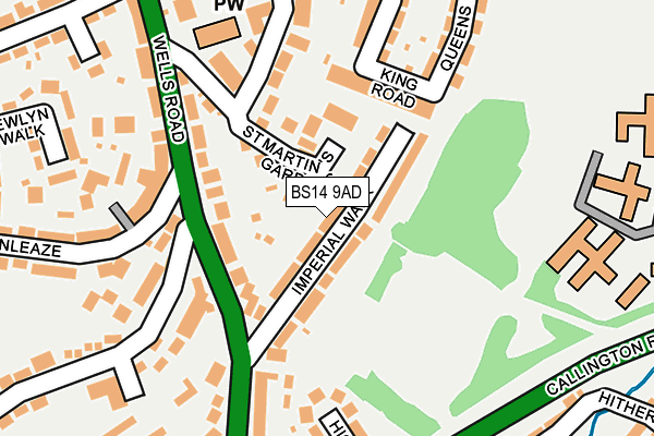 BS14 9AD map - OS OpenMap – Local (Ordnance Survey)