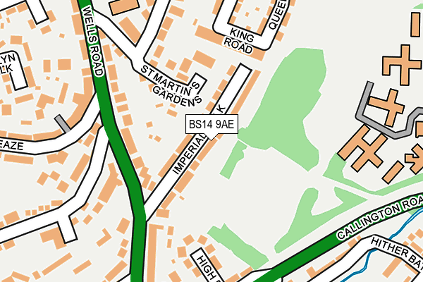 BS14 9AE map - OS OpenMap – Local (Ordnance Survey)
