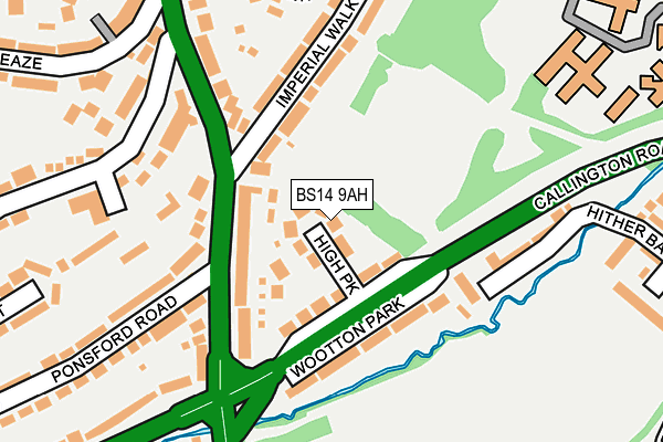 BS14 9AH map - OS OpenMap – Local (Ordnance Survey)