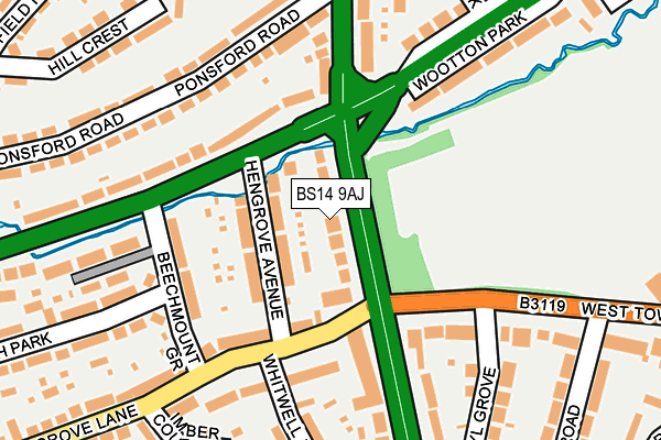 BS14 9AJ map - OS OpenMap – Local (Ordnance Survey)