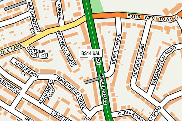 BS14 9AL map - OS OpenMap – Local (Ordnance Survey)