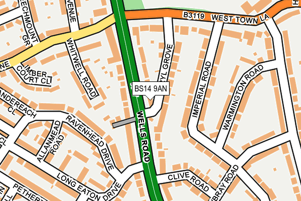 BS14 9AN map - OS OpenMap – Local (Ordnance Survey)