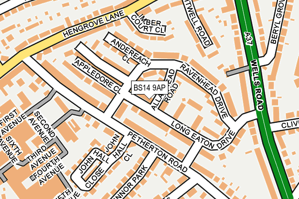 BS14 9AP map - OS OpenMap – Local (Ordnance Survey)