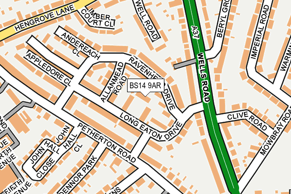 BS14 9AR map - OS OpenMap – Local (Ordnance Survey)