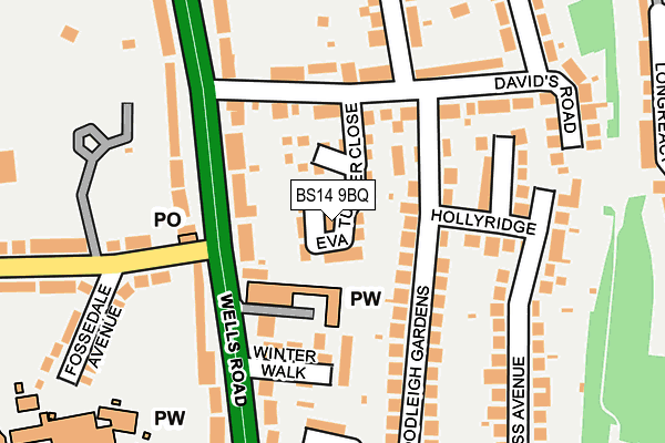 BS14 9BQ map - OS OpenMap – Local (Ordnance Survey)