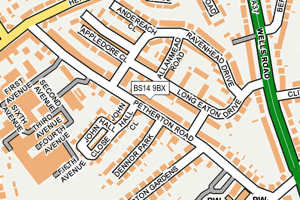 BS14 9BX map - OS OpenMap – Local (Ordnance Survey)