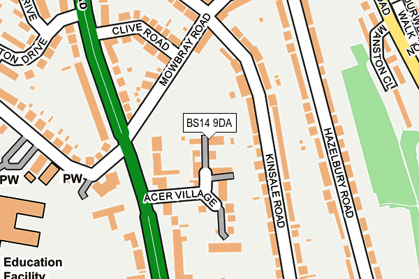 BS14 9DA map - OS OpenMap – Local (Ordnance Survey)