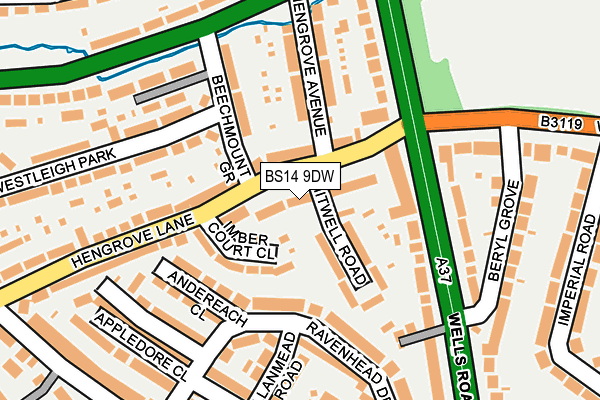 BS14 9DW map - OS OpenMap – Local (Ordnance Survey)