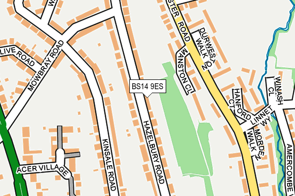 BS14 9ES map - OS OpenMap – Local (Ordnance Survey)