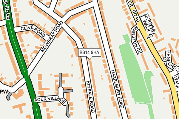 BS14 9HA map - OS OpenMap – Local (Ordnance Survey)