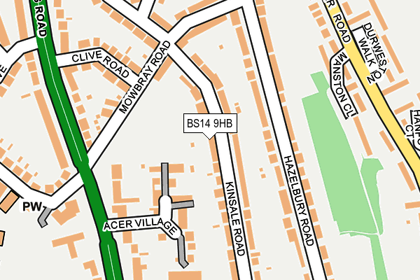 BS14 9HB map - OS OpenMap – Local (Ordnance Survey)