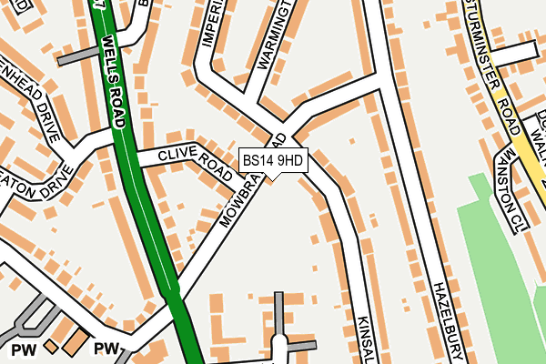 BS14 9HD map - OS OpenMap – Local (Ordnance Survey)
