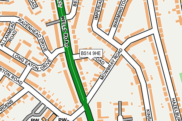 BS14 9HE map - OS OpenMap – Local (Ordnance Survey)