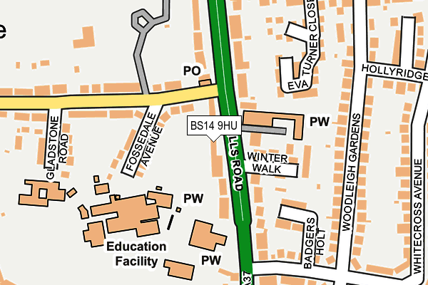 BS14 9HU map - OS OpenMap – Local (Ordnance Survey)