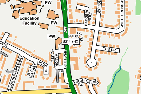 BS14 9HX map - OS OpenMap – Local (Ordnance Survey)