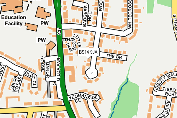 BS14 9JA map - OS OpenMap – Local (Ordnance Survey)