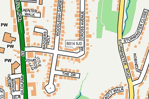 BS14 9JD map - OS OpenMap – Local (Ordnance Survey)