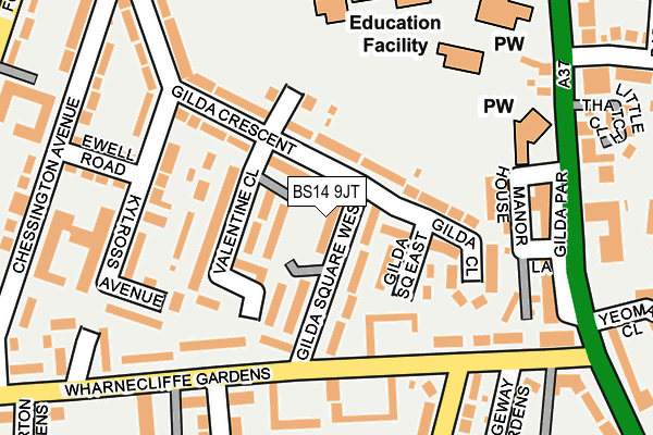BS14 9JT map - OS OpenMap – Local (Ordnance Survey)