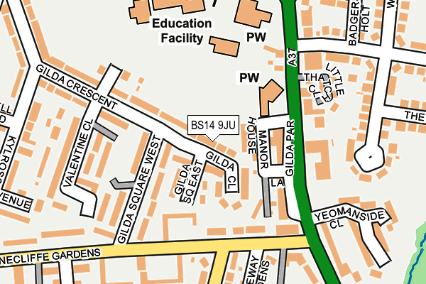 BS14 9JU map - OS OpenMap – Local (Ordnance Survey)