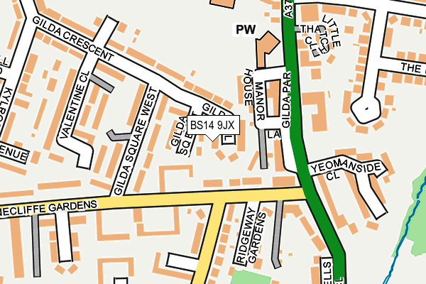 BS14 9JX map - OS OpenMap – Local (Ordnance Survey)