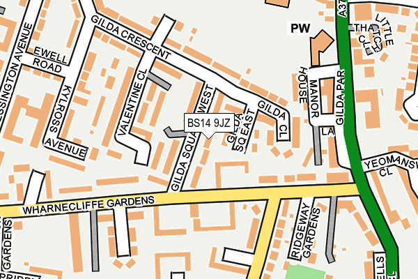 BS14 9JZ map - OS OpenMap – Local (Ordnance Survey)