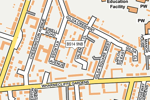 BS14 9NB map - OS OpenMap – Local (Ordnance Survey)