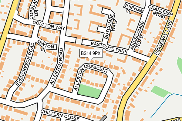 BS14 9PX map - OS OpenMap – Local (Ordnance Survey)