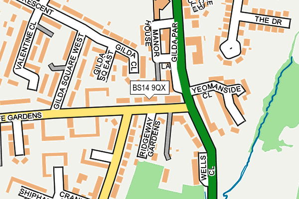 BS14 9QX map - OS OpenMap – Local (Ordnance Survey)