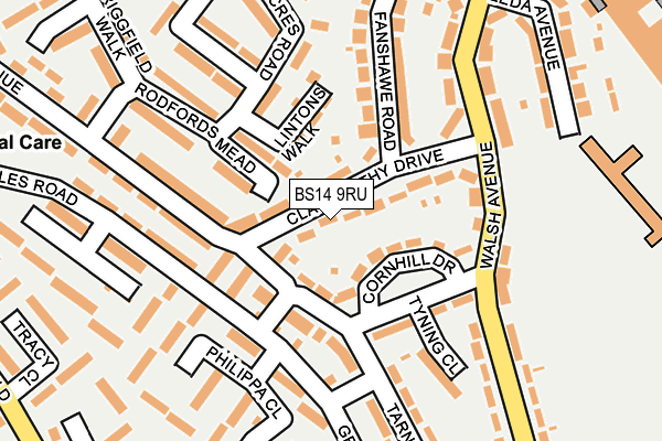 BS14 9RU map - OS OpenMap – Local (Ordnance Survey)