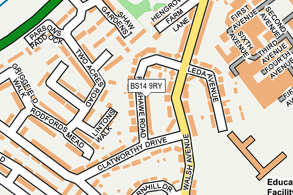 BS14 9RY map - OS OpenMap – Local (Ordnance Survey)
