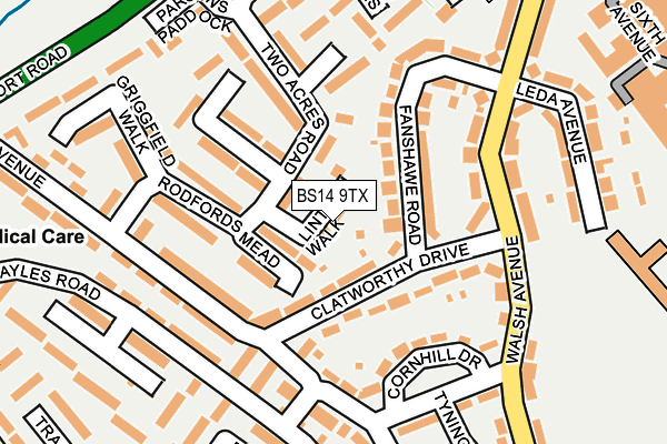 BS14 9TX map - OS OpenMap – Local (Ordnance Survey)