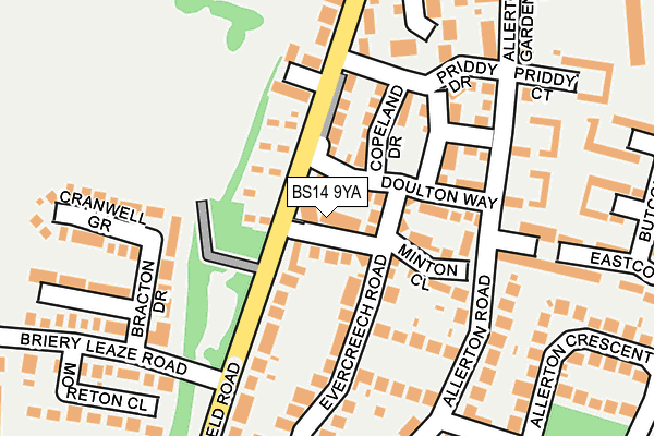 BS14 9YA map - OS OpenMap – Local (Ordnance Survey)