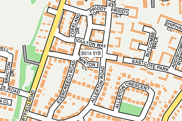BS14 9YB map - OS OpenMap – Local (Ordnance Survey)