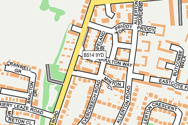 BS14 9YD map - OS OpenMap – Local (Ordnance Survey)