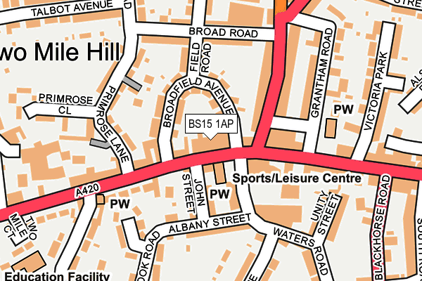 BS15 1AP map - OS OpenMap – Local (Ordnance Survey)